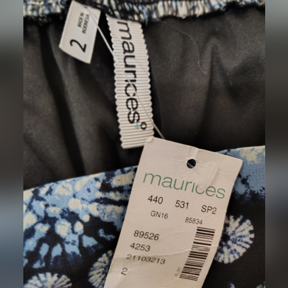 2 Pc:Tommy Bahama Silk Blouse Blue+ Maurices Skirt TAG, Tye, Tropical, XL - Picture 7 of 16